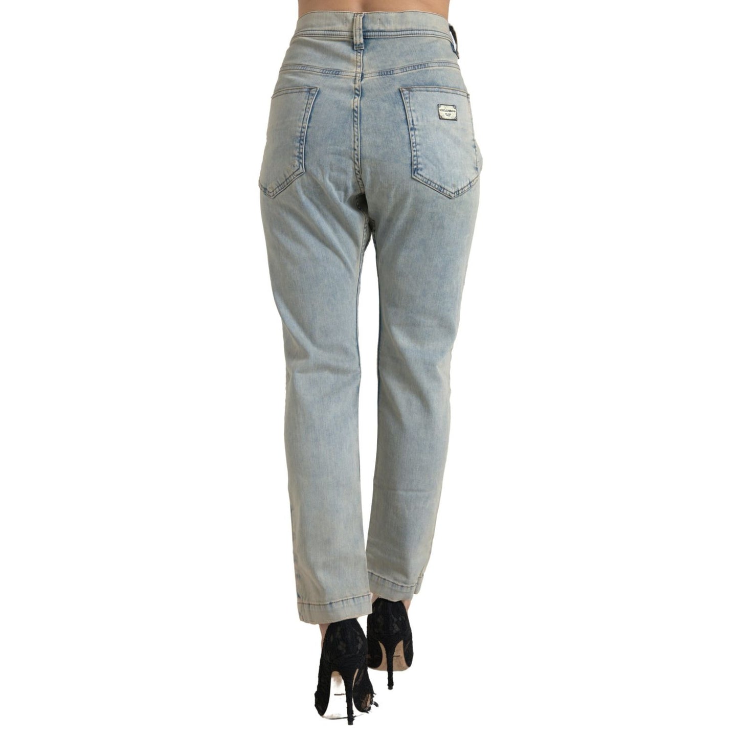 بنطلون جينز ضيق متوسط ​​الخصر من دولتشي آند غابانا باللون الأزرق