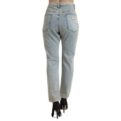 بنطلون جينز ضيق متوسط ​​الخصر من دولتشي آند غابانا باللون الأزرق