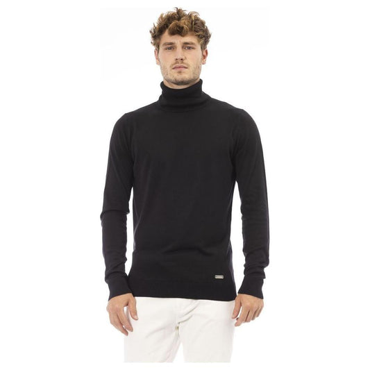 Baldinini Trend Black Modal Men Sweater Baldinini Trend Dark Slate Gray