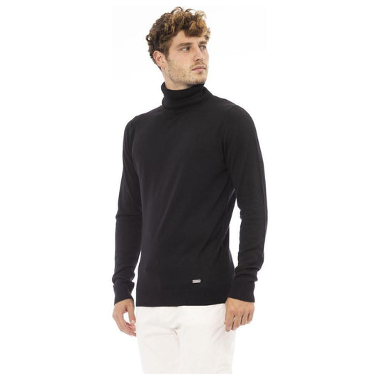 Baldinini Trend Black Modal Men Sweater Baldinini Trend Dark Slate Gray