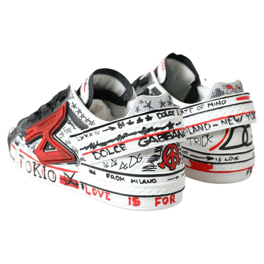 Dolce & Gabbana Multicolor Hand-Painted Leather Sneakers