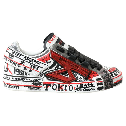 Dolce & Gabbana Multicolor Hand-Painted Leather Sneakers