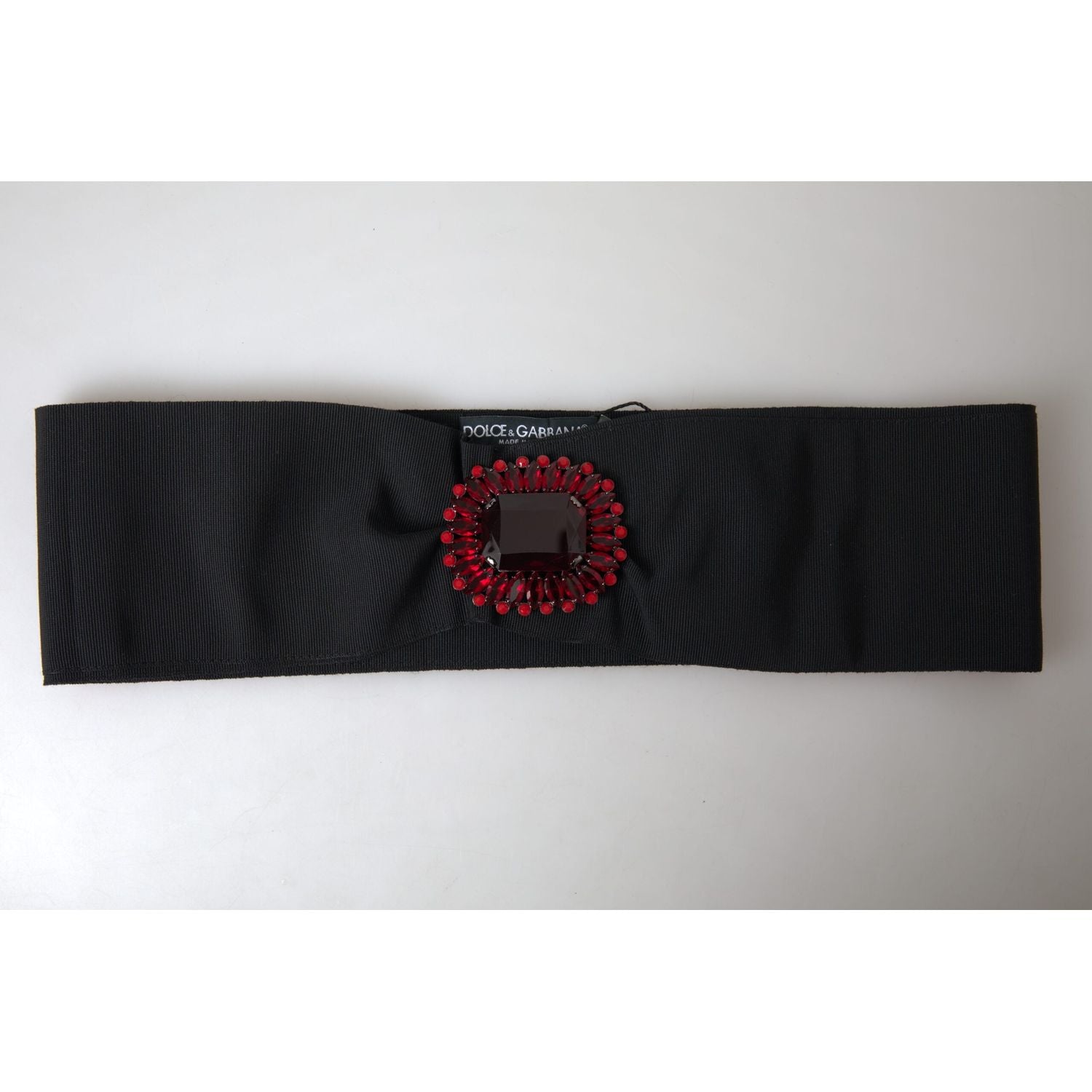 Dolce & Gabbana Black Crystal Brass Wide Waist Runway Belt