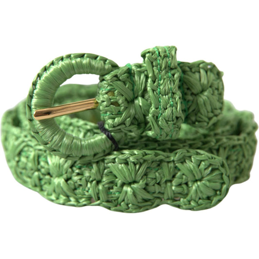 Dolce & Gabbana Green Viscose Weaved Skinny Waist Belt