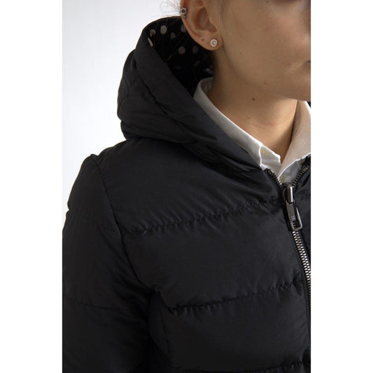 Dolce & Gabbana Elegant Full Zip Black Hooded Jacket Dolce & Gabbana Light Gray