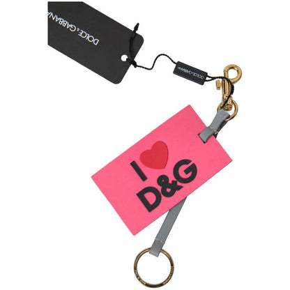 Dolce & Gabbana Pink Silicone DG Logo Gold Brass Keyring Women Keychain