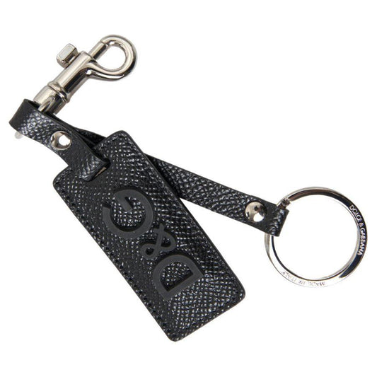 Dolce & Gabbana Elegant Black Leather Keyring Accessory Dolce & Gabbana Dark Slate Gray