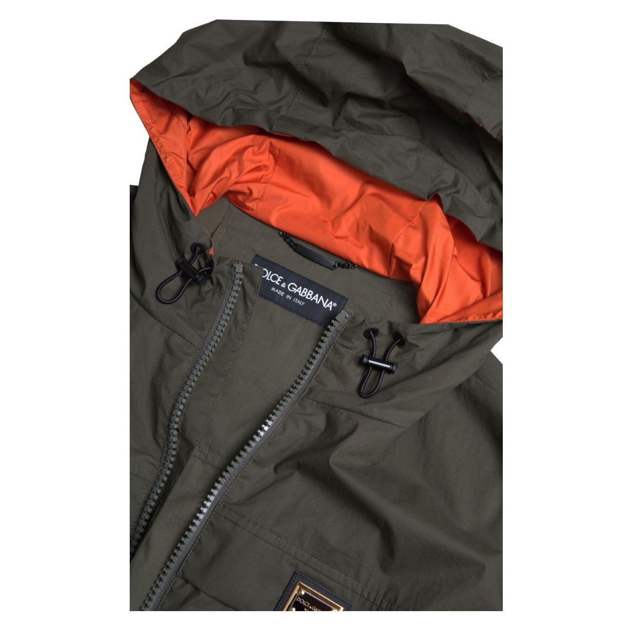 Dolce & Gabbana Green Orange Hooded Cotton Full Zip Jacket