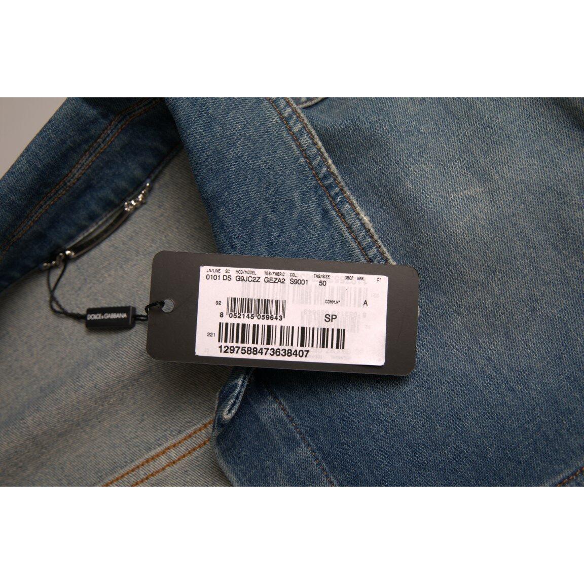 Dolce & Gabbana Blue Washed Cotton Stretch Denim Men Jacket