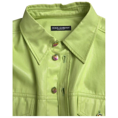 Dolce & Gabbana Green Cotton Collared Button Down Shirt