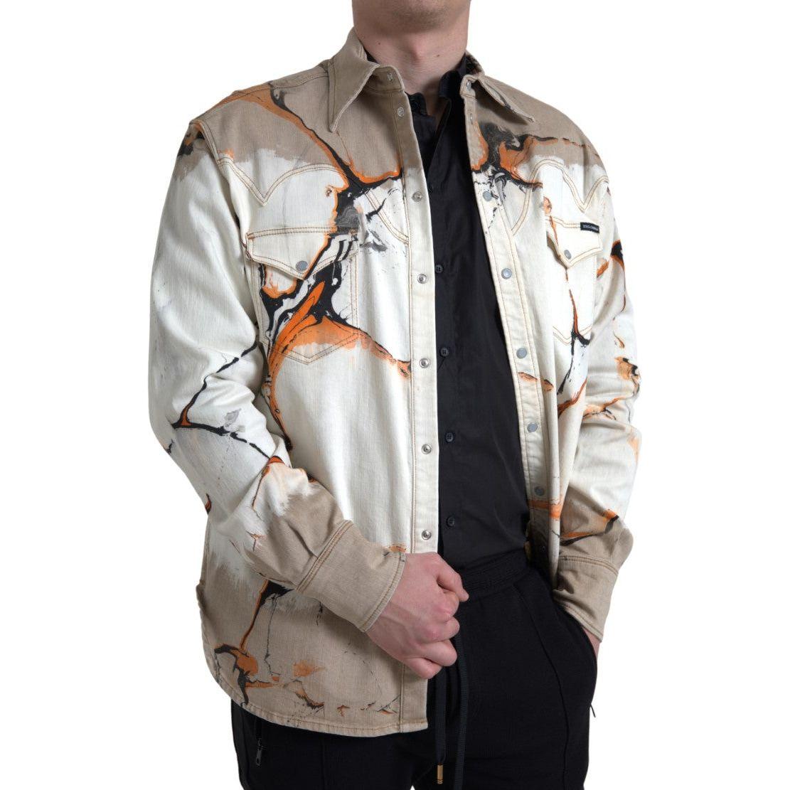 قميص جينز مطاطي قطني متعدد الألوان من دولتشي آند غابانا