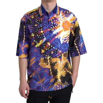 Dolce & Gabbana Luminaire Print Cotton Polo Top Men Shirt