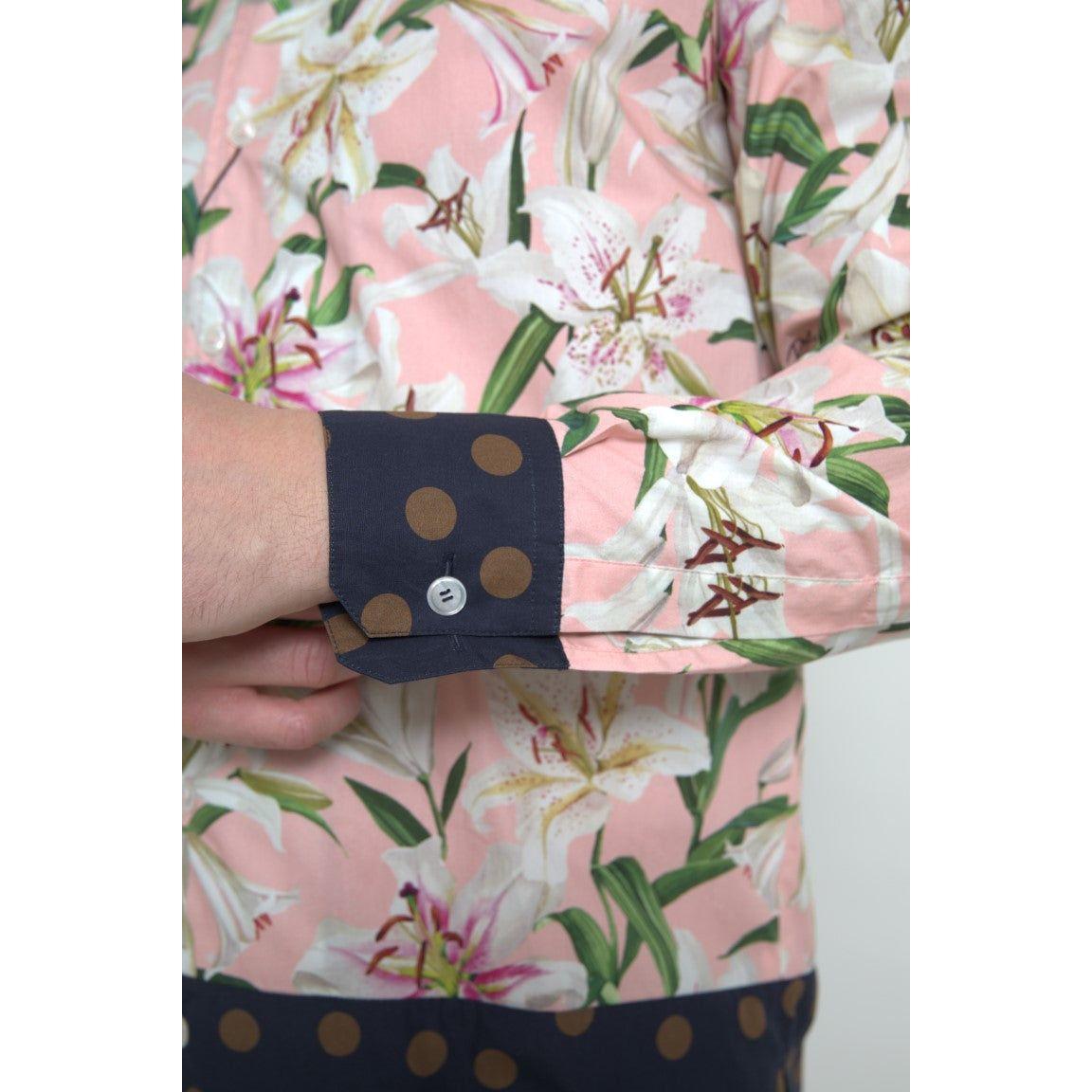 قميص دولتشي آند غابانا الأنيق ذو المقاس النحيف باللون الوردي