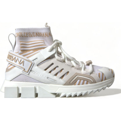Dolce & Gabbana White Beige Sorrento Socks Sneakers Shoes