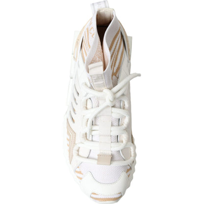 Dolce & Gabbana White Beige Sorrento Socks Sneakers Shoes