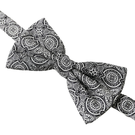Dolce & Gabbana Elegant Black & White Silk Bow Tie Dolce & Gabbana Dark Slate Gray
