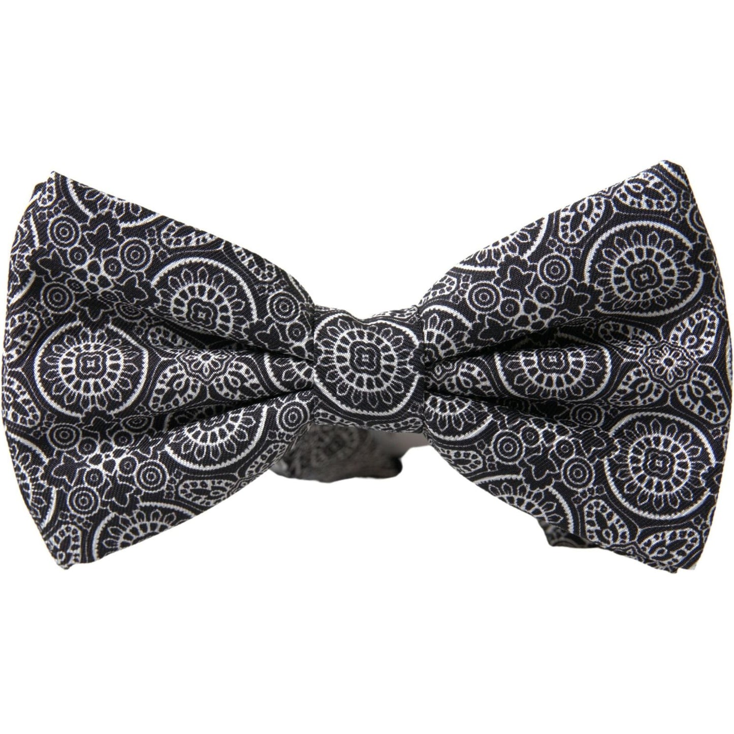 Dolce & Gabbana Black White Pattern Adjustable Neck Papillon Bow Tie