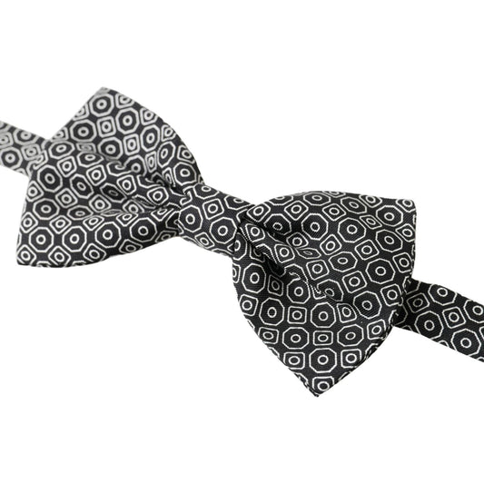 Dolce & Gabbana Elegant Black and White Silk Bow Tie Dolce & Gabbana Light Gray