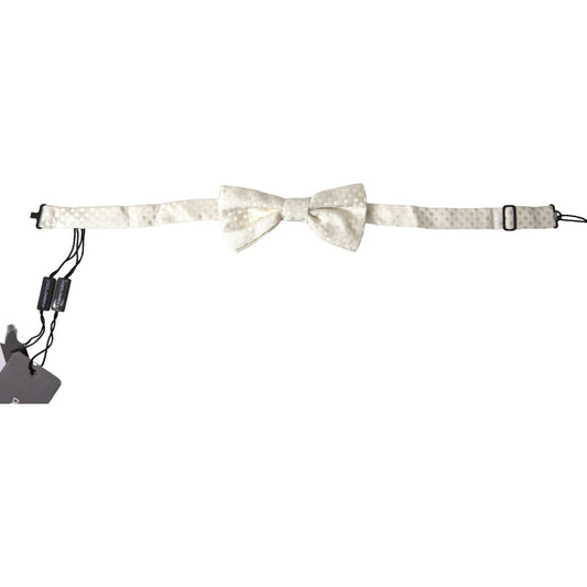 Dolce & Gabbana Elegant Ivory Fantasy Pattern Silk Bow Tie Dolce & Gabbana Light Gray