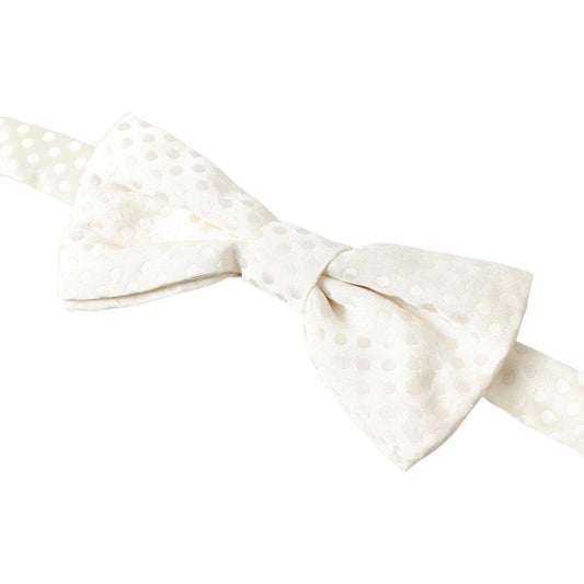 Dolce & Gabbana Elegant Ivory Fantasy Pattern Silk Bow Tie Dolce & Gabbana Beige