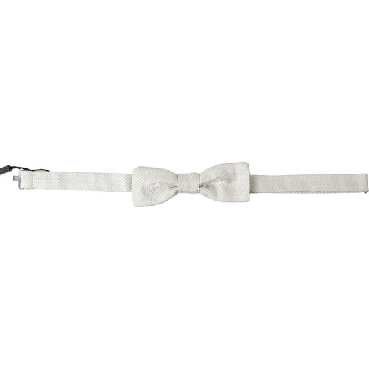 Dolce & Gabbana Elegant Ivory Silk Bow Tie Dolce & Gabbana Light Gray