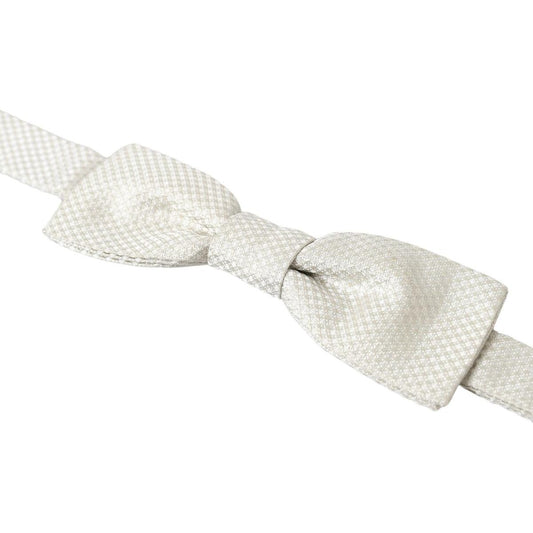 Dolce & Gabbana Elegant Ivory Silk Bow Tie Dolce & Gabbana Light Gray