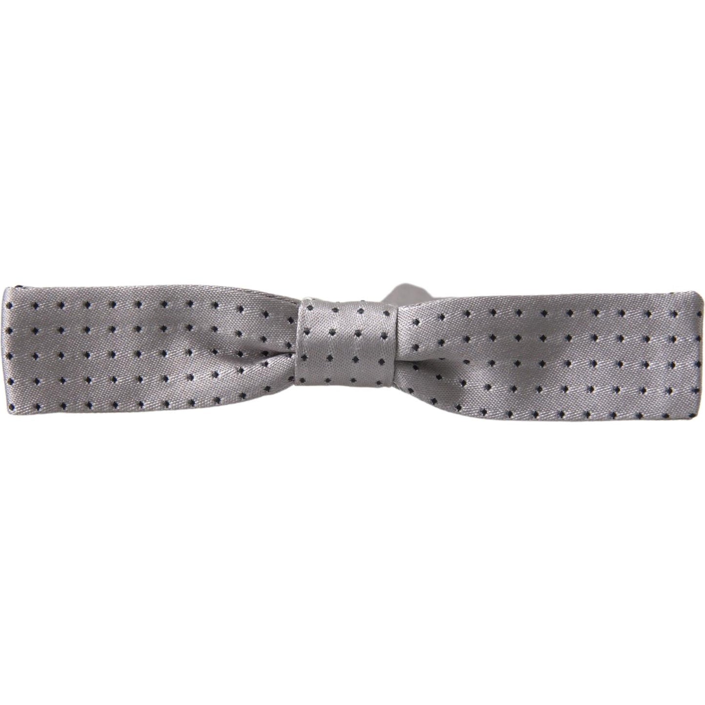 Dolce & Gabbana Gray Dotted Silk Adjustable Men Neck Papillon Bow Tie