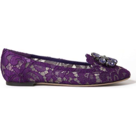 Dolce & Gabbana Elegant Floral Lace Vally Flat Shoes Dolce & Gabbana Dark Slate Gray