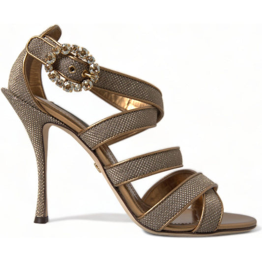 Dolce & Gabbana Bronze Crystal Stiletto Heels Sandals Dolce & Gabbana Dim Gray