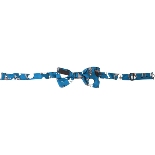 Dolce & Gabbana Blue Jazz Club Silk Adjustable Neck Papillon Bow Tie
