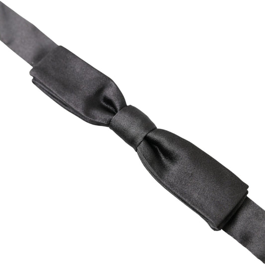 Dolce & Gabbana Elegant Dark Grey Silk Bow Tie Dolce & Gabbana Dark Slate Gray