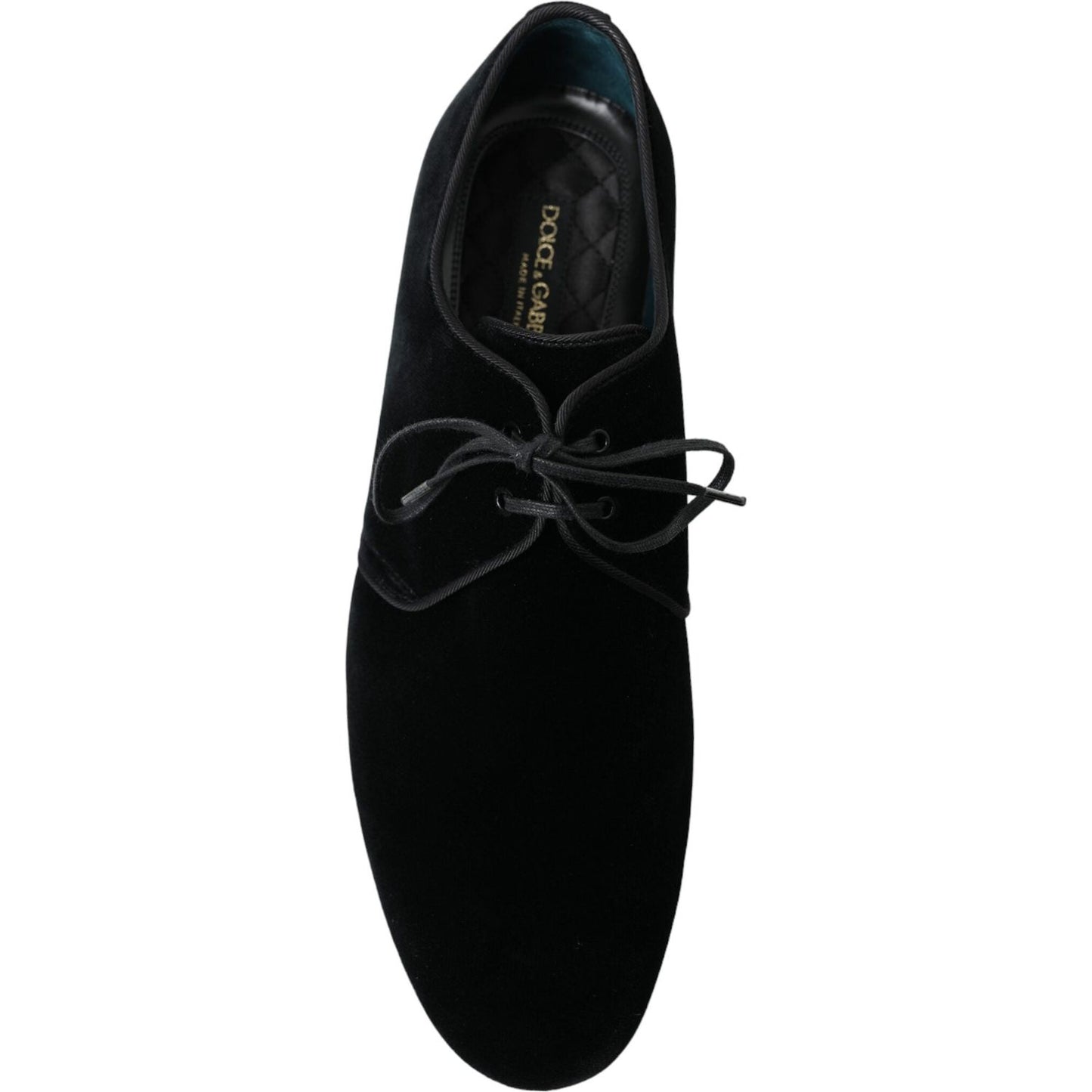 Dolce & Gabbana Black Velvet Lace Up Formal Derby Dress Shoes