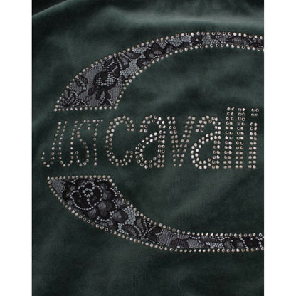 Cavalli Green velvet cotton sweater