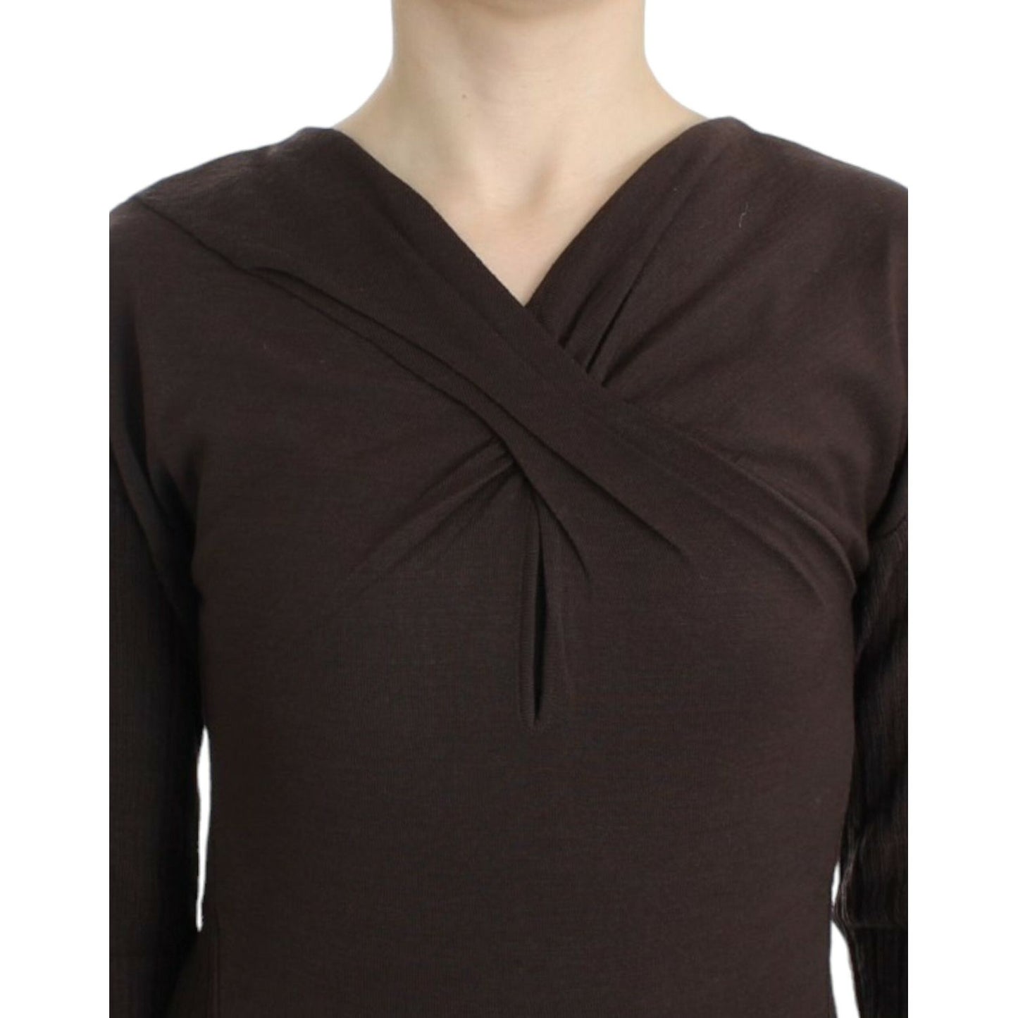 Cavalli Chic Keyhole Virgin Wool Sweater Cavalli Dark Slate Gray