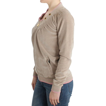 Cavalli Beige velvet zipup sweater