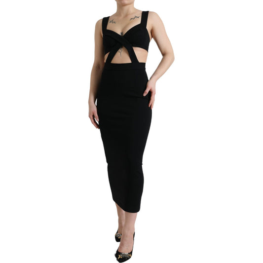 Dolce & Gabbana Glamorous Black Bodycon Midi Dress Dolce & Gabbana Rosy Brown