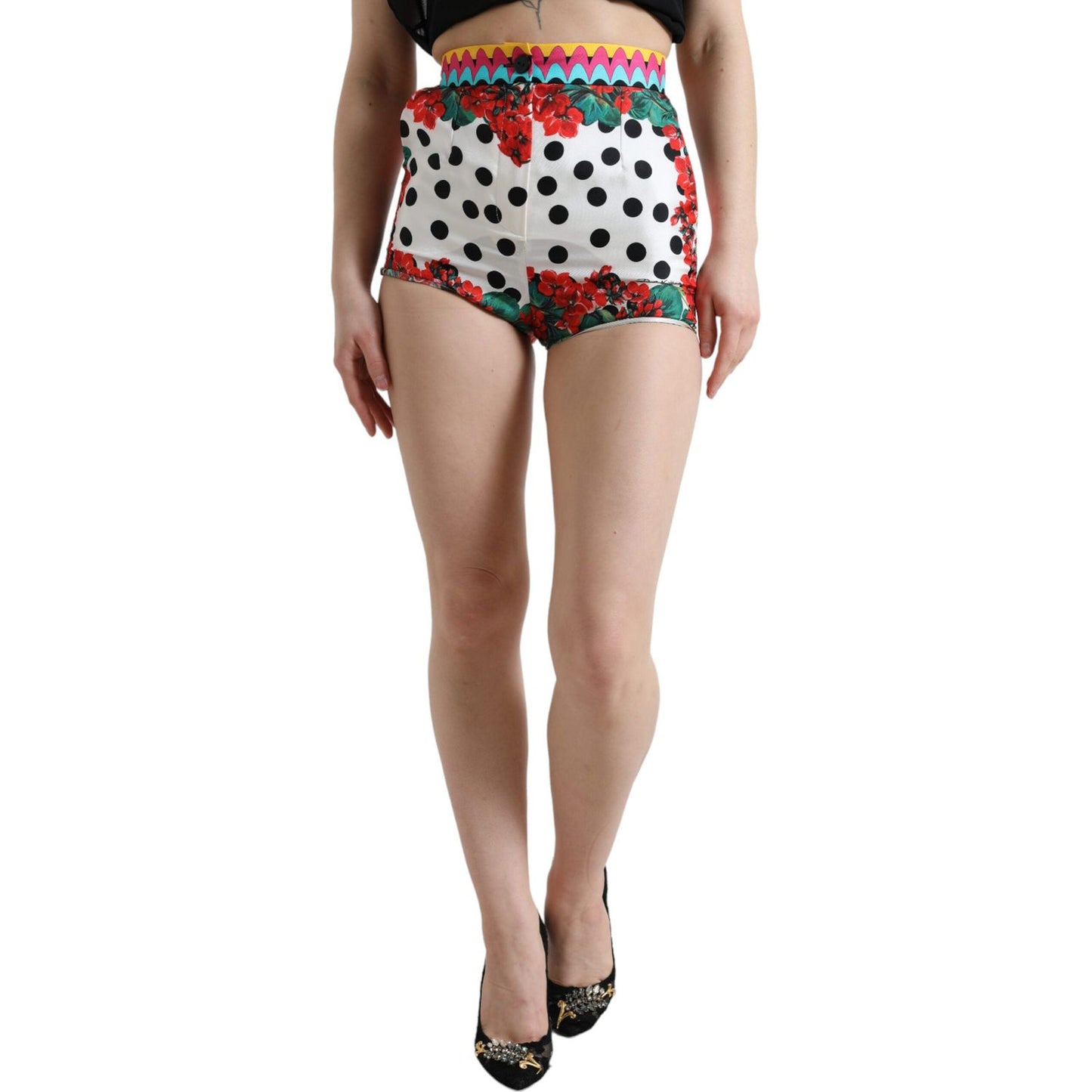 Dolce & Gabbana Multicolor Floral Polka Dot Hot Pants Shorts