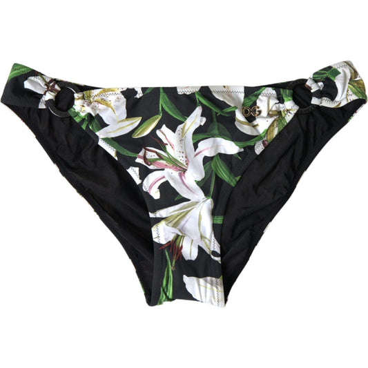 Dolce & Gabbana Elegant Floral Print Bikini Bottoms - Swim In Style Dolce & Gabbana Light Gray