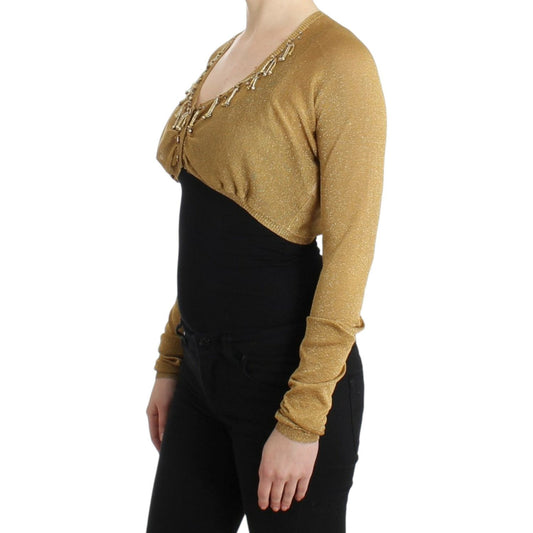 Cavalli Embellished Gold Shimmer Shrug Cavalli Dark Khaki