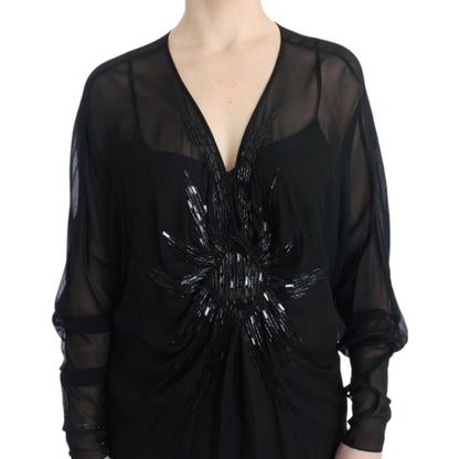 Cavalli Black long sleeve silk dress