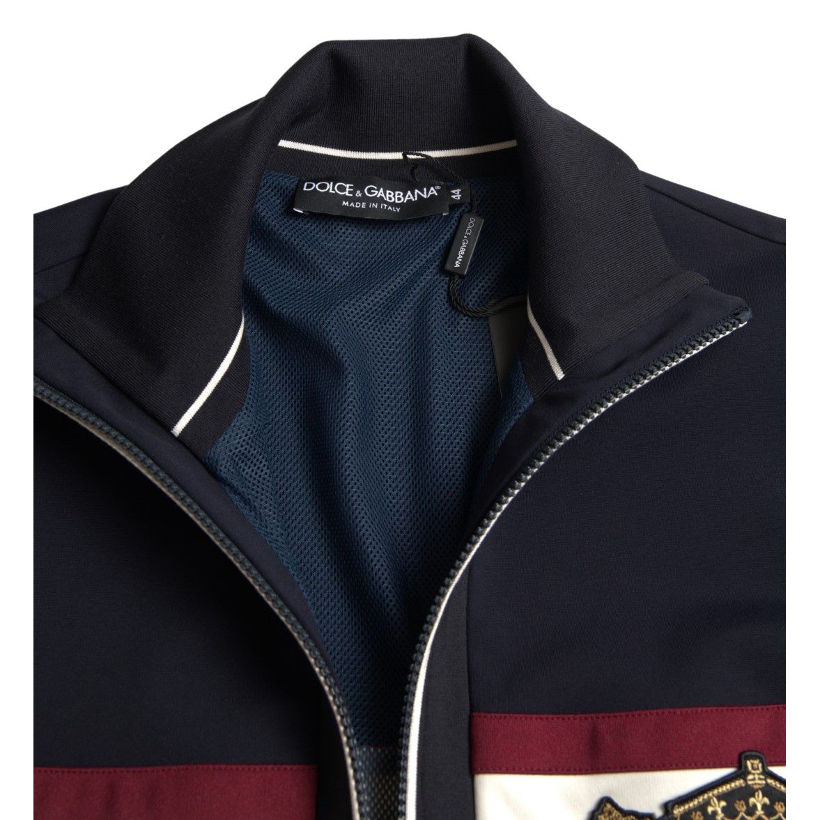 Dolce & Gabbana Blue Cardigan Heraldic Full Zip Sweater