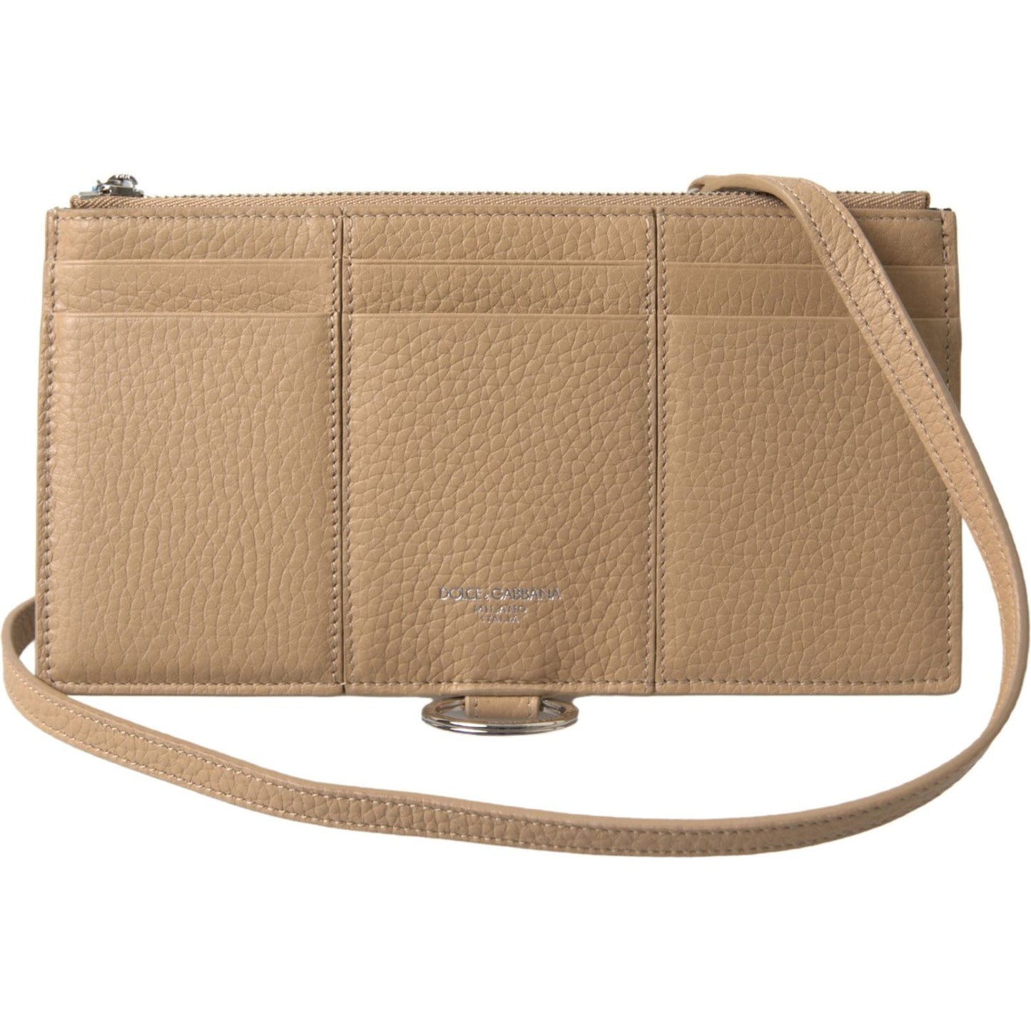 Dolce & Gabbana Beige Leather Shoulder Cardholder Shoulder Strap Wallet