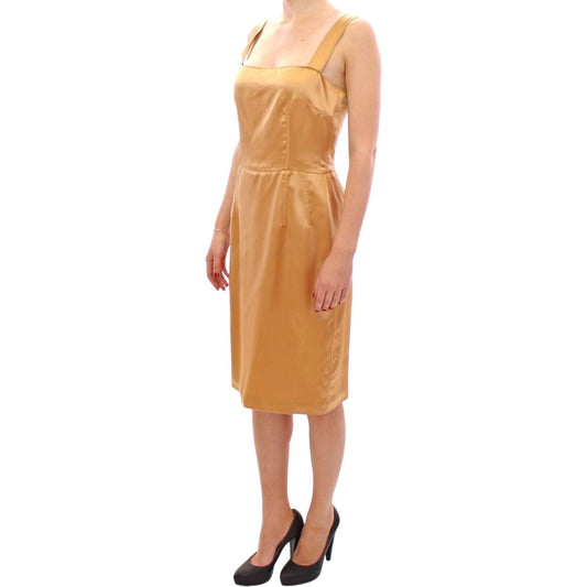 Dolce & Gabbana Elegant Bronze Silk Knee-Length Sheath Dress Dolce & Gabbana Dark Salmon