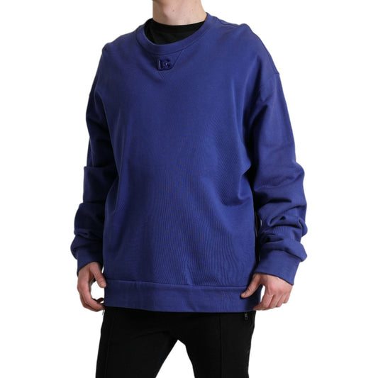 Dolce & Gabbana Royal Blue Cotton Crewneck Sweater Dolce & Gabbana Midnight Blue