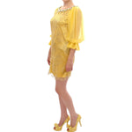 Dolce & Gabbana Yellow Lace Crystal Embellished Mini Dress Dolce & Gabbana Dark Khaki