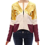 Vladimiro Gioia White Gold Purple Leather Jacket GSS10678-1