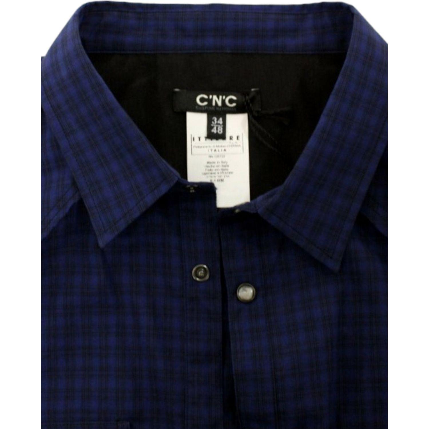 Costume National Blue checkered cotton shirt