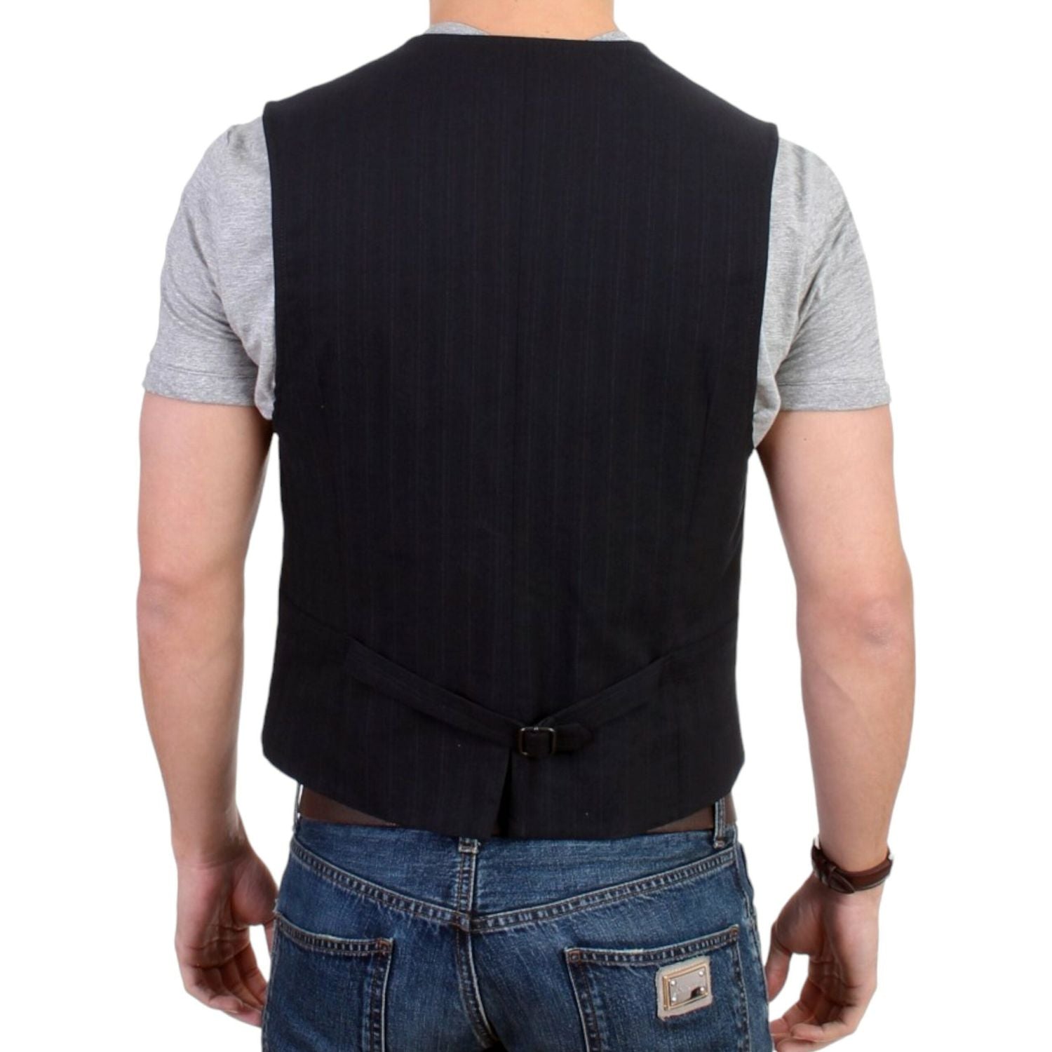 Costume National Black striped cotton casual vest