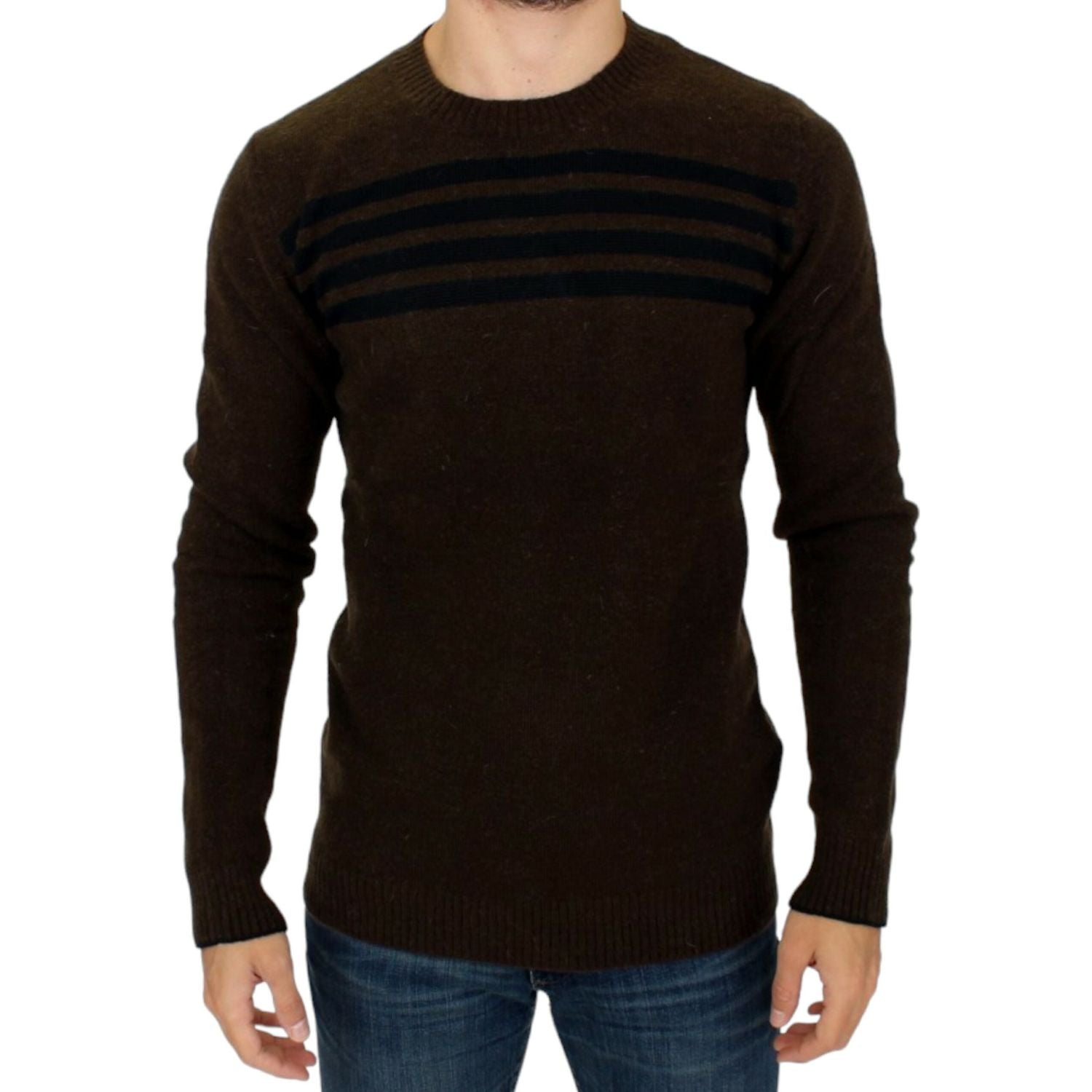 Costume National Brown striped crewneck sweater