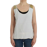 Costume National Elegant Monochrome Sleeveless Top with Gold Accents Costume National Gray